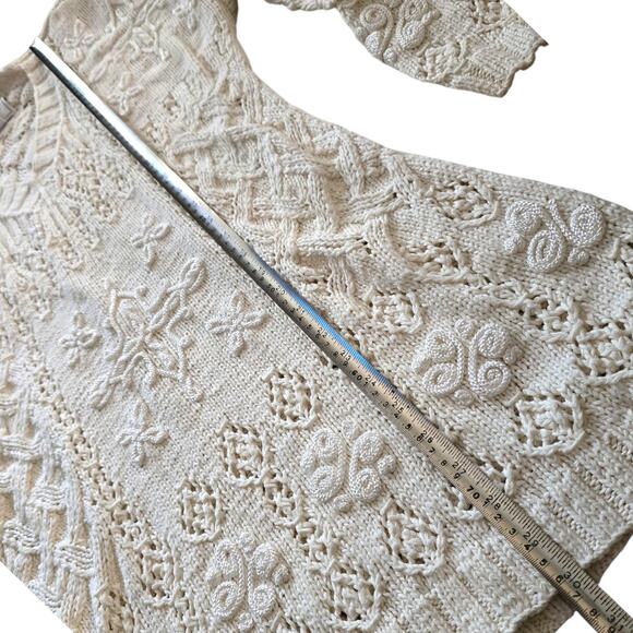 Express Tricot Cheateau Hand Knit Sweater SZ L 90s Style Cream Cottagecore NOS - Picture 7 of 7